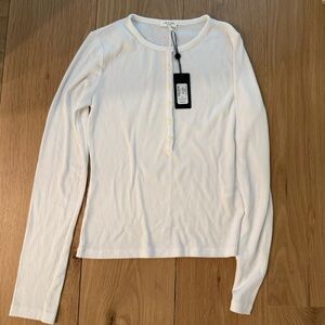 Rag & Bone sz med white Henley long sleeve shirt top